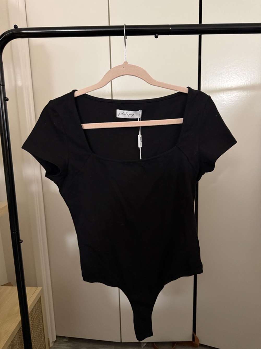 Petal & Pup Black Scoop Neck Short Sleeve Bodysuit